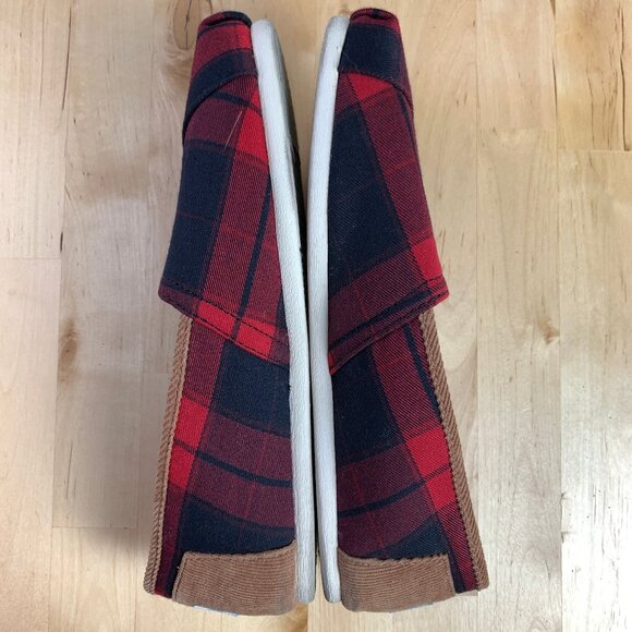 TOMS Red and Black Plaid Woven Women's Classics - Size 8 - Picture 3 of 6